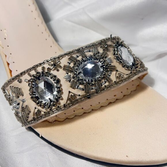 Franco Sarto heels size 10 slip on rhinestones ivory color - Picture 4 of 11
